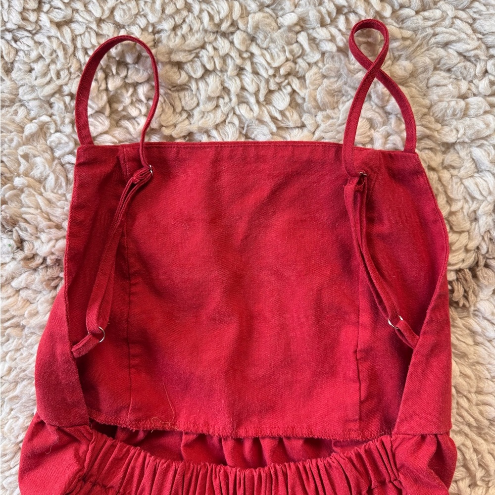 Red casual maxi dress w/low back